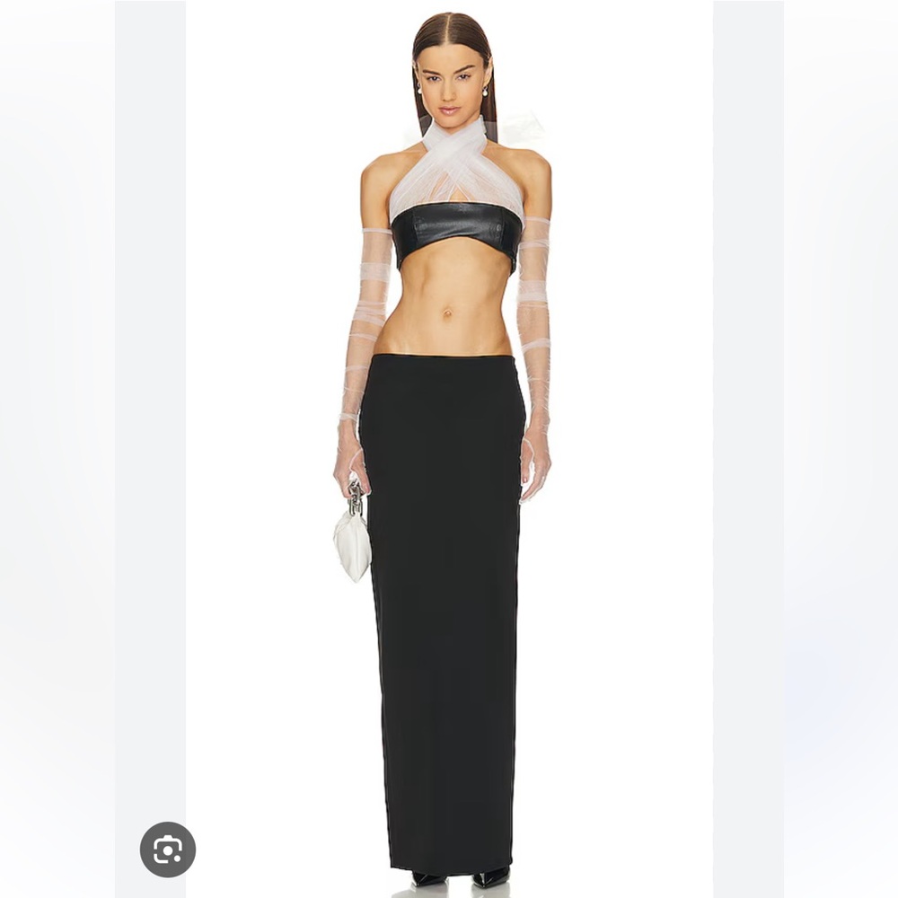 Helsa The Majken Gown - Leather Tulle Bandeau + Black Maxi Skirt + Sheer Glove